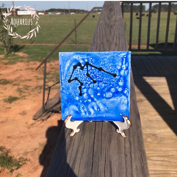 Other - Aquarius Blue Zodiac Constellation Ceramic Decor